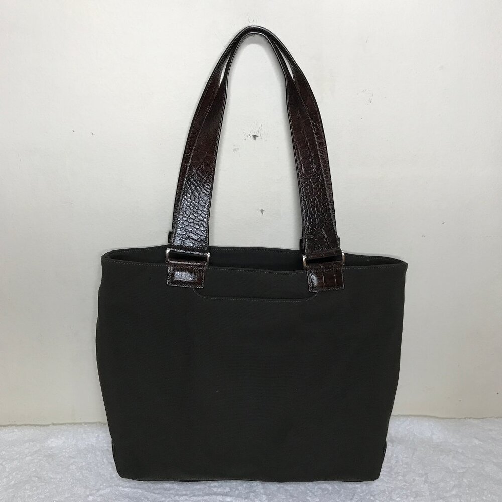TUMI Sturdy Nylon Medium 12" x 13.5" Tote Shouler Bag Croc Embossed Handles